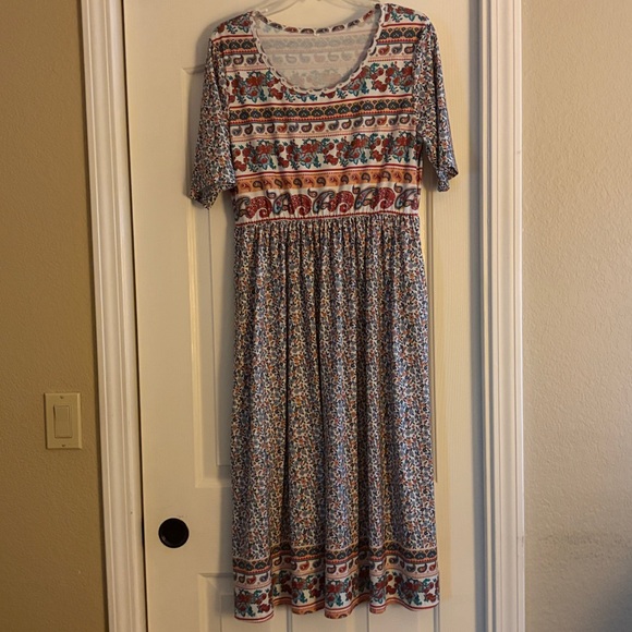 Floral Paisley Midi Dress in Multicolor Size L new - Picture 4 of 6